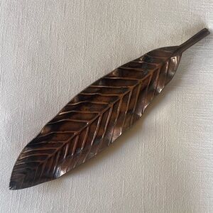 Metal Leaf Decorative Tray - Copper Toned